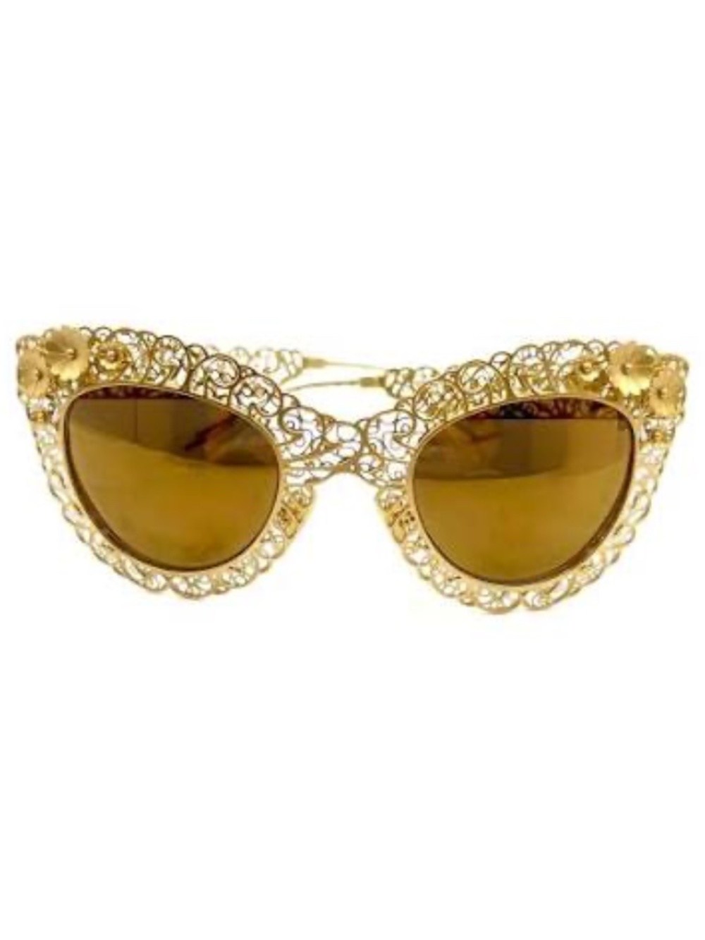 Dolce and Gabbana Gold DG2134 Filigree Cat Eye Sunglasses